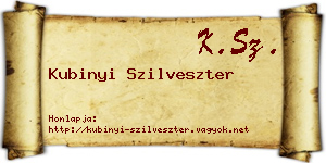 Kubinyi Szilveszter névjegykártya
