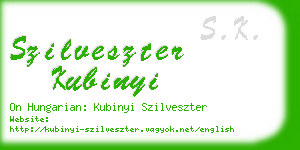 szilveszter kubinyi business card